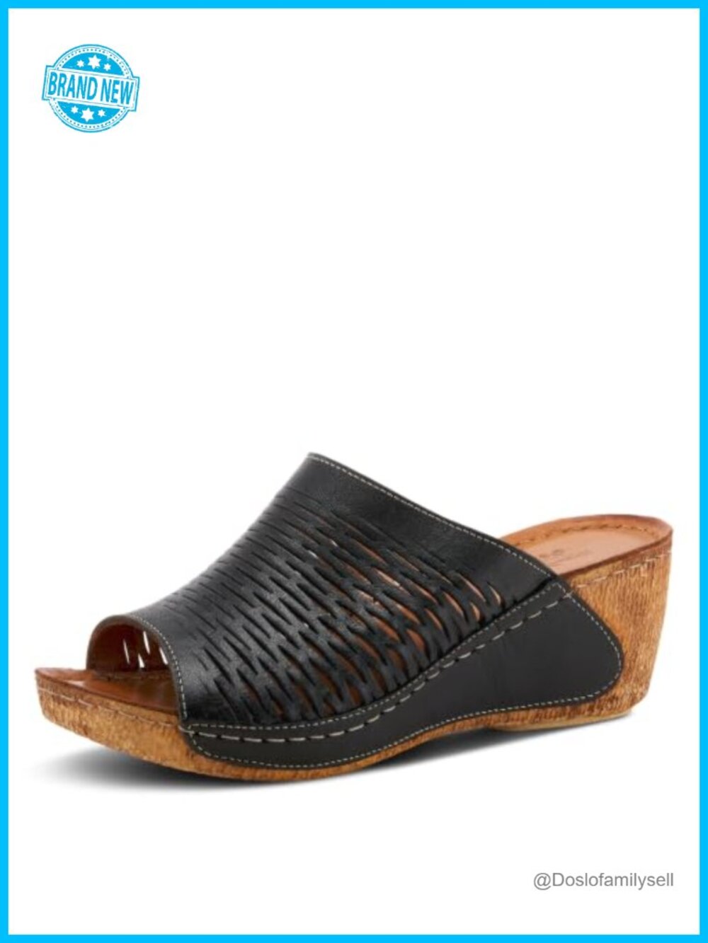 Spring Step Women's Cunacena Wedge Sandals, Leather Die Cut Lattice Slip On,
